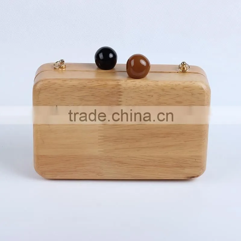 Girls Catwalks Funny Bag Wooden Jewelry Box Evening Bag Bridal Wood Clutch Bag Chain Shoulder Bag Mini Pouch Handbags