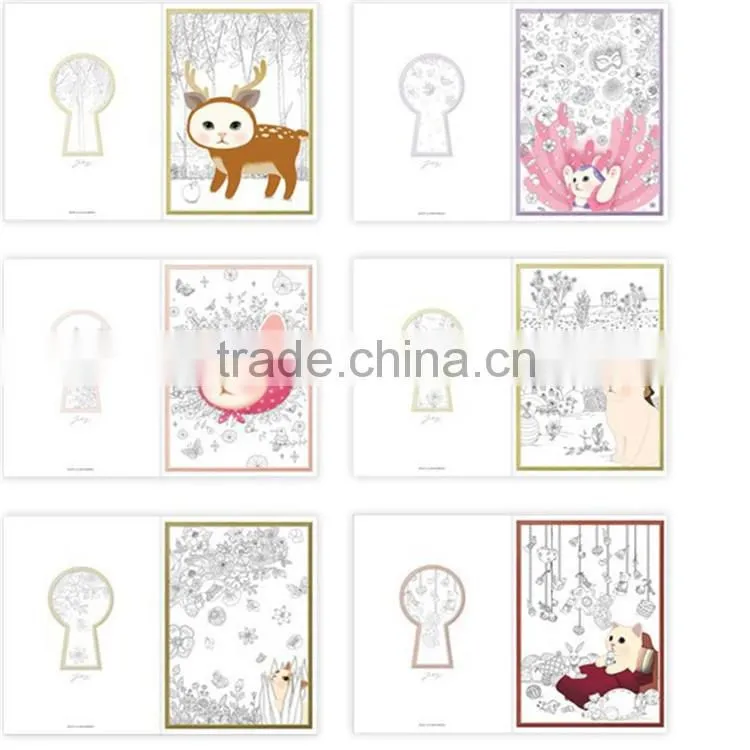 Fashion wholesale secret garden series jetoy cat coloring books for adult