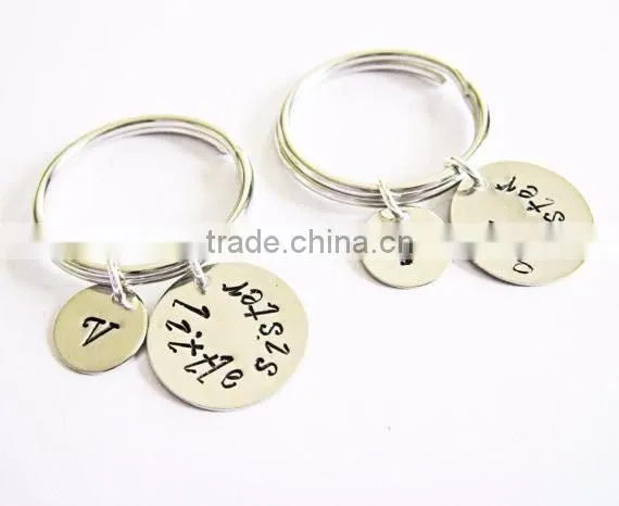 Personalized little sister keychain stamped