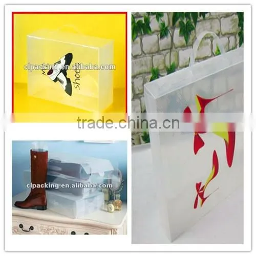 2013 new clear custom pp twill plastic shoe box for boxing shoes