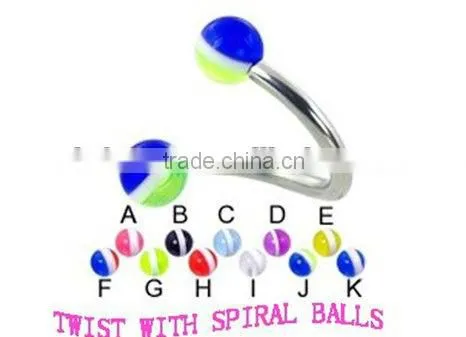 twist with spiral balls labret jewelry &labret rings body jewelry
