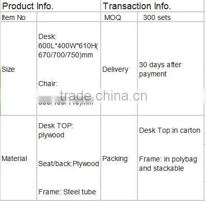 modern combo desk school desk with bench HXZY047