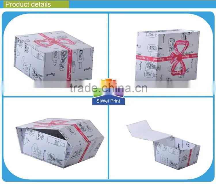 top popular logo printing Customized recylable Printing folding box in packaging box with ribbon ,magnetic closure
