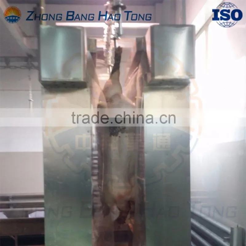 vertical pig washing machine with overhead conveying chains for pig slaughterhouse