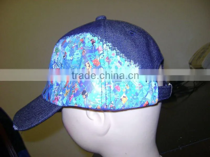 jean baseball cap with hot transfer printing