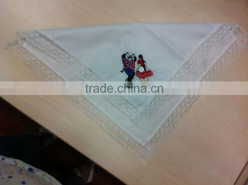 Ladies' White Embroidered Handkerchiefs with Lace