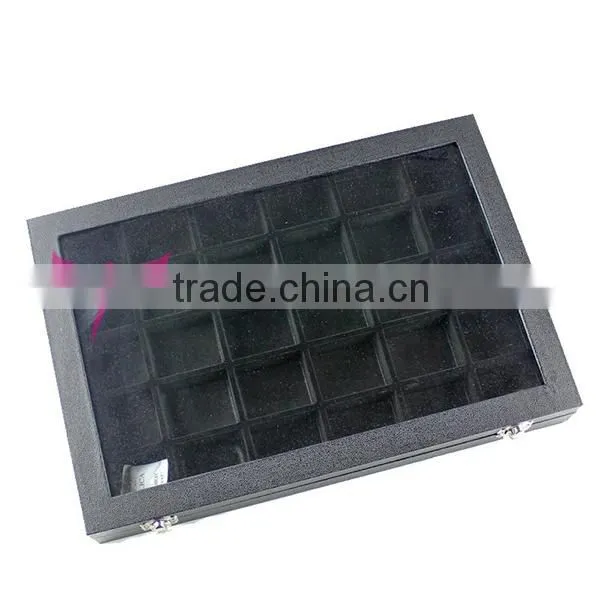 30 cell glass lid luxury nail art decoration display /jewelly storage box