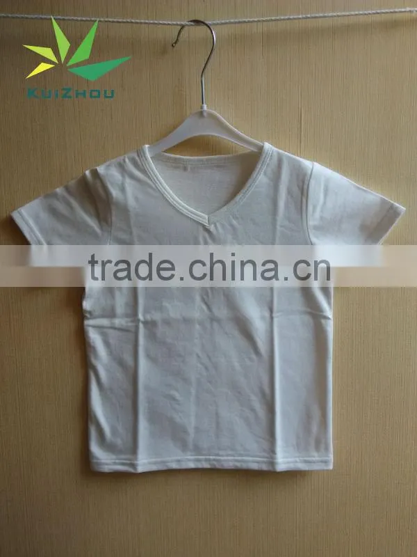 Solid Color Boy's V Neck Plain White Baby t Shirt