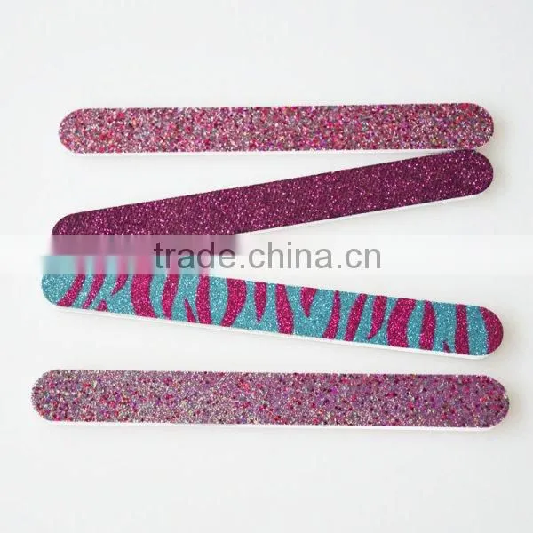 Wholesale custom shiny glitter beauty nail file giraffe personalized emery board one side decorative manicure tools factory