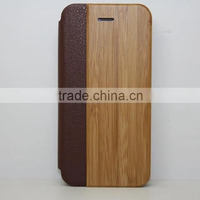 high quality real wood leather cell phone pu leather case for iphone