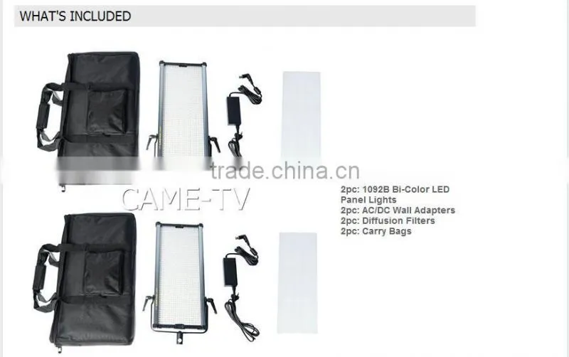 CAME-TV 1092B Bi-Color LED video light studio Panel film lighting (2 Piece Set)