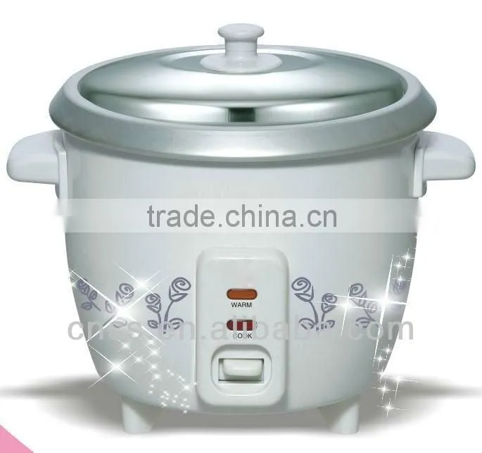 white outer shell flower printed rice cooker /mini rice cooker with extra steamer