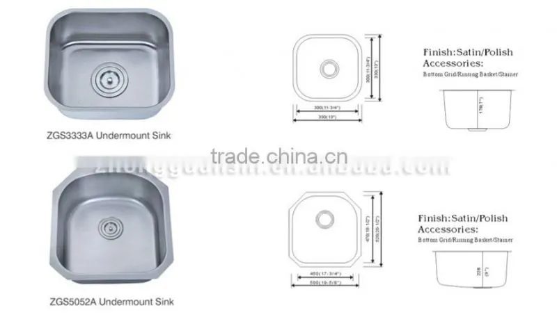 Stainless steel single bowl square kitchen sink