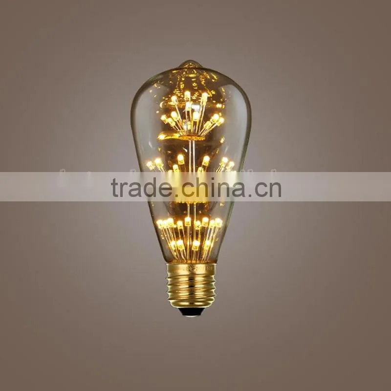2016 New Vintage Led Firework Filament Bulbs T30/G95/ST64/ST58 Edison Style Led Bulb Decorative E27 E26