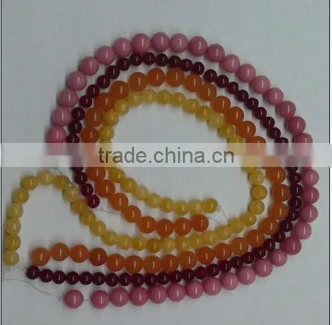 Different natural round smooth dyed jade stone beads for sale