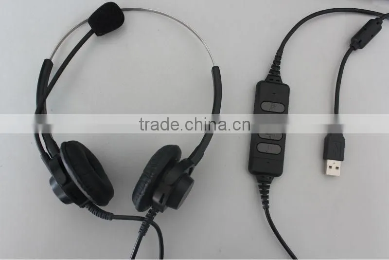 Hot selling binaural telephone headset with USB plug(QD optional)