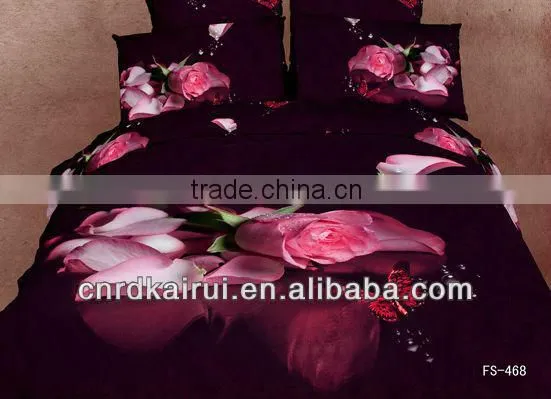 Elegant Black and red Flower Magnolia Bedroom Sets ,100% Cotton
