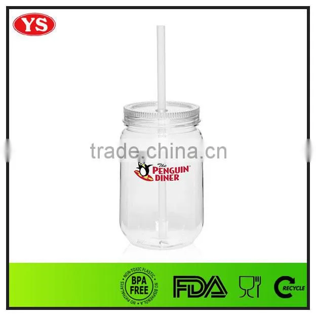 jumbo 24 oz clear plastic mason jar without handle