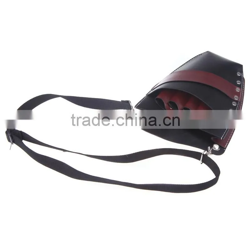 Popular Leather Barber Hairdressing Holster Pouch Scissor Bag Rivet Clips Holder Case with Waist Shoulder Belt
