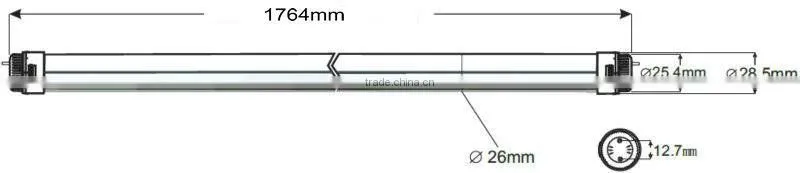 6 feet LED tube T8 (>100lm/W ,TUV,SAA,CB,C-Tick certified LED tube) with 180 degrees Rotatable end cap