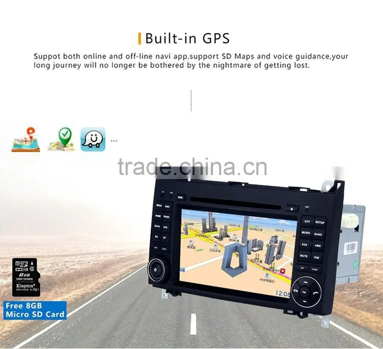 7 Inch High quality quickly double din search for contacts car gps dvd player for Benz A class W169 A150 A170