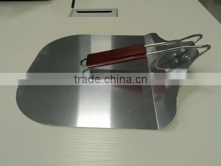 Stainless steel pizza paddle with wooden handle