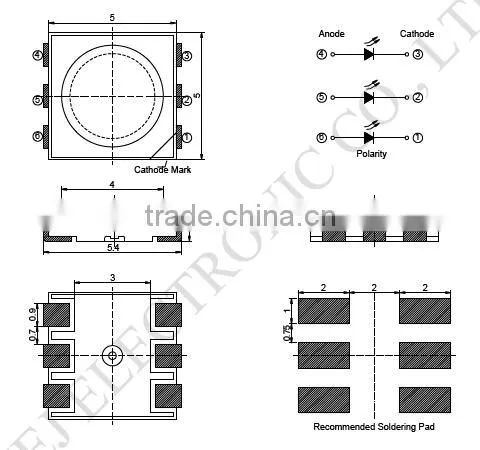 High brightness 20-23LM 5050 SMD LED PLCC-6