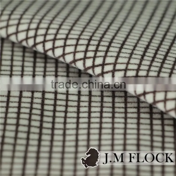 South korean tricot fabric flocking microfibe printed flock sofa fabric