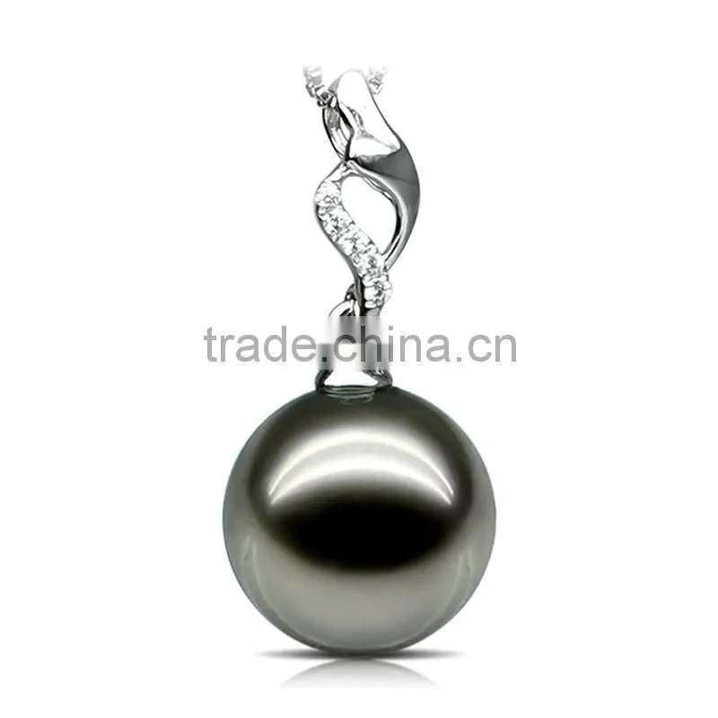 2016 Tahiti AAAA New Arrival Round Black 10-11mm 925 silver Sea Pearl Pendant