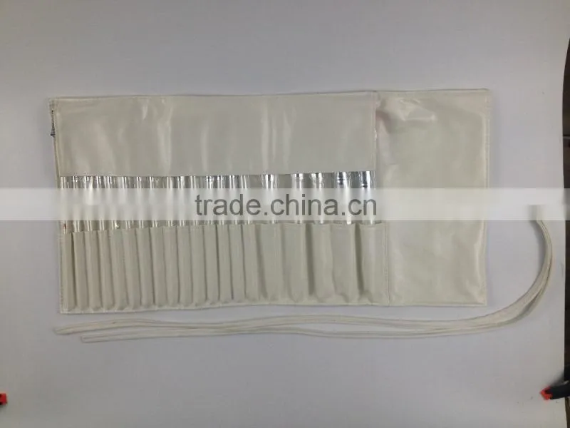 2015 Top quality 20pcs pink color nylon hair white wood handle in white PU bag brush makeup set