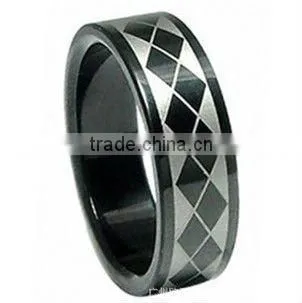 men's laser tungsten ring, Black IP tungsten carbide ring, Tungsten ring for men,Charm accessory
