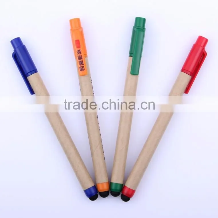 promotional wooden pen with stylus touch cover pen