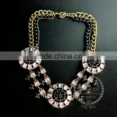 vintage bronze black antique round flower glass cabochon pendant flower fashion chic women statement necklace 6350374