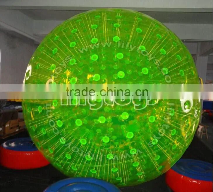 Green 1.0mm TPU inflatable body zorb ball use for kids, customizable 1-3m zorb balls for sale
