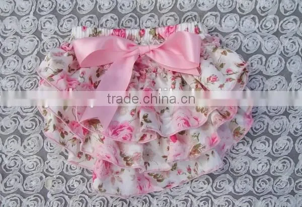 High Quality Cheap Baby Girls Stain Bloomer , Wholesale Various Style Infant Ruffle Bloomer With Bow Design