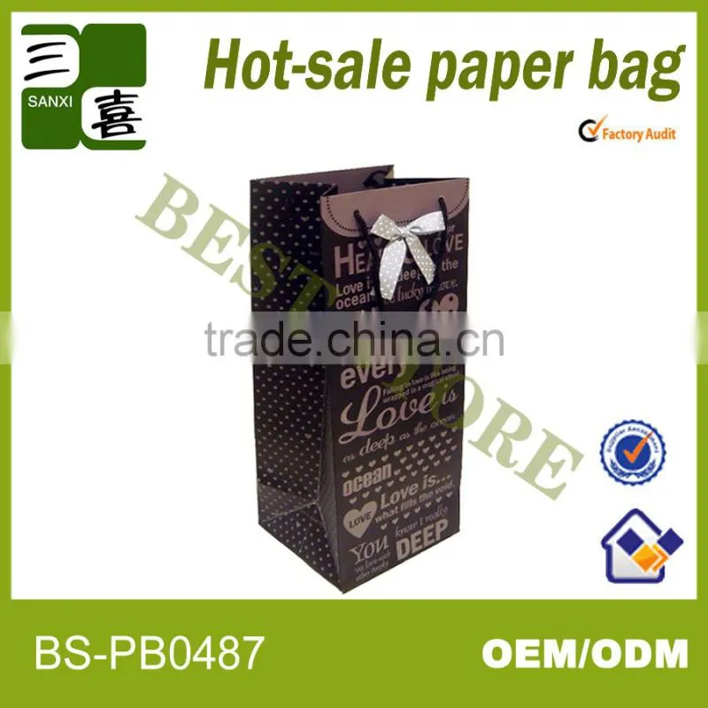 China made art paper bag for wine with good price wholesaler