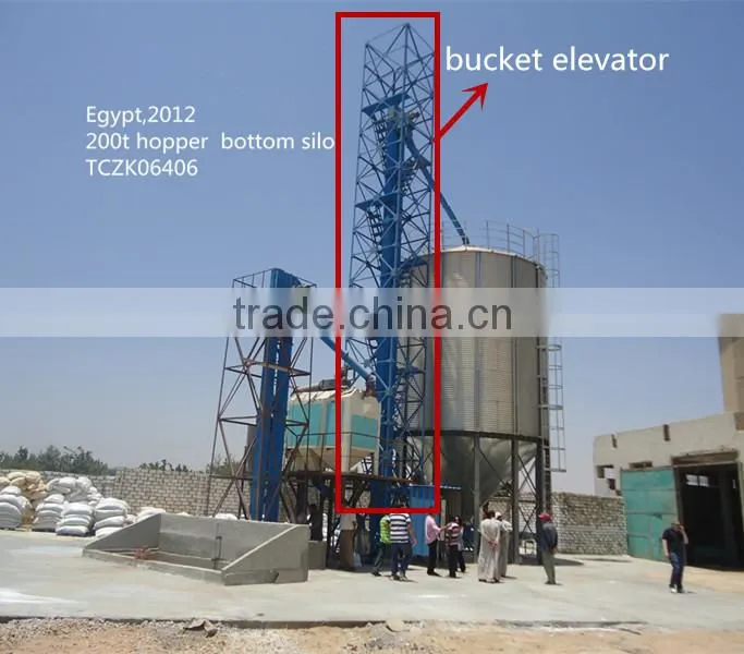 vertical bucket elevator used in grain silo system