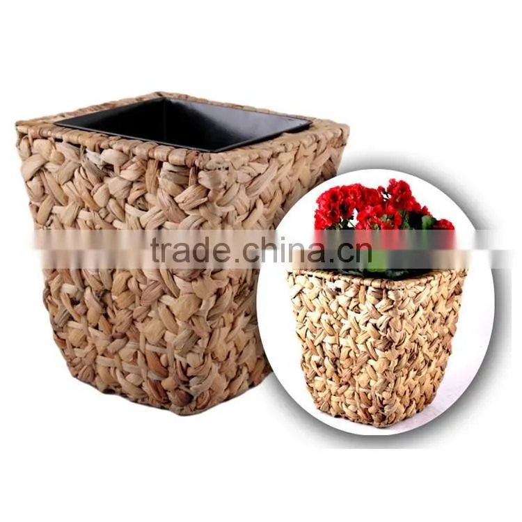 Decorative planter natural water hyacinth woven indoor flower pot