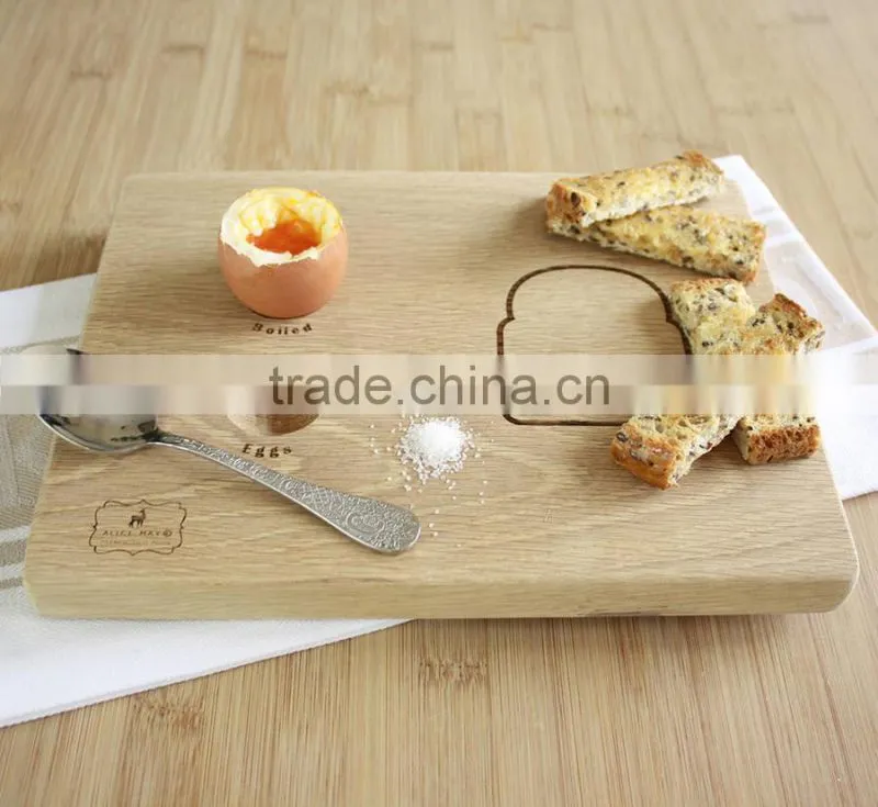 Wooden Bread Cutting Board Wooden Dessert Plate with Egg Holder