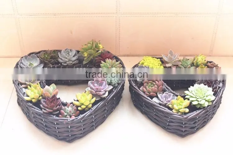 Handmade wicker basket heart-shaped retro pastoral desktop simulation flower planting pot plants meat storage basket