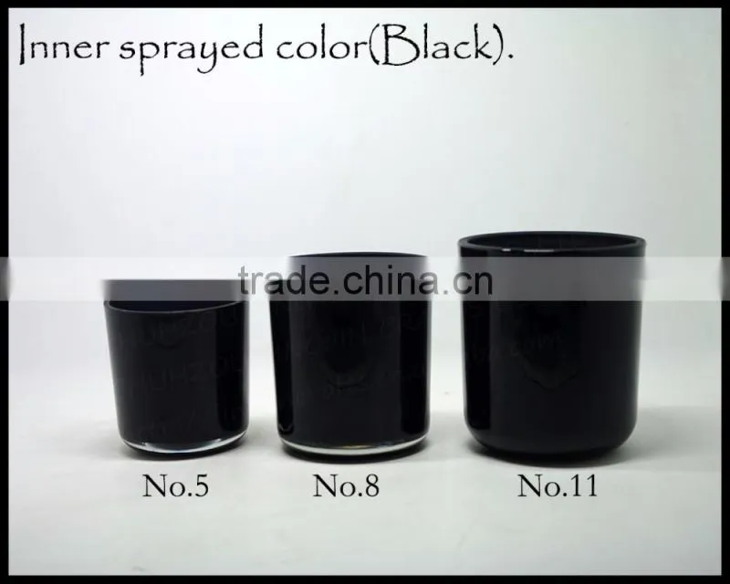 450-600ml solid black egg glass candle container