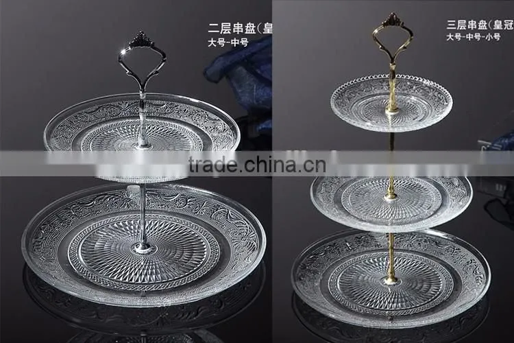 crystal glass charge plate with metal stand rack set for wedding party