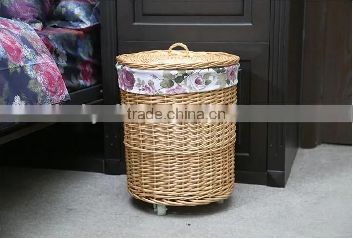 cheap round willow woven laundry hamper