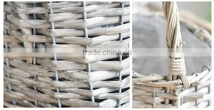 Custom willow garden flower basket with plastic liner
