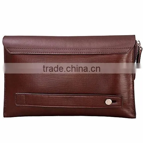 Mens Genuine Leather Big Clutch Bags Wristlet Handbag Organizer Wallet Business Checkbook High Capacity Soft Zipper Wallets