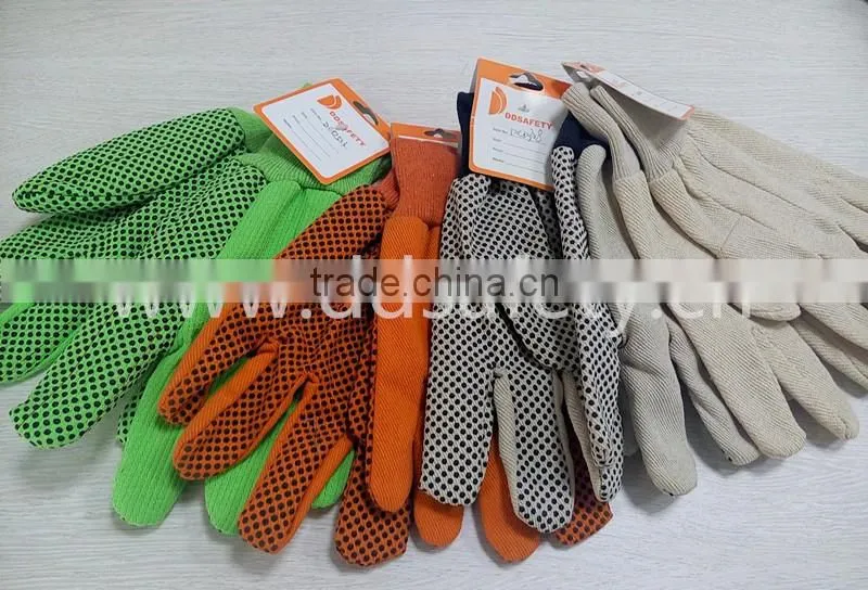 DDSAFETY 2017 Canvas Glove Knit Wrist Cotton Drill With Black Dots Working Safety Glove