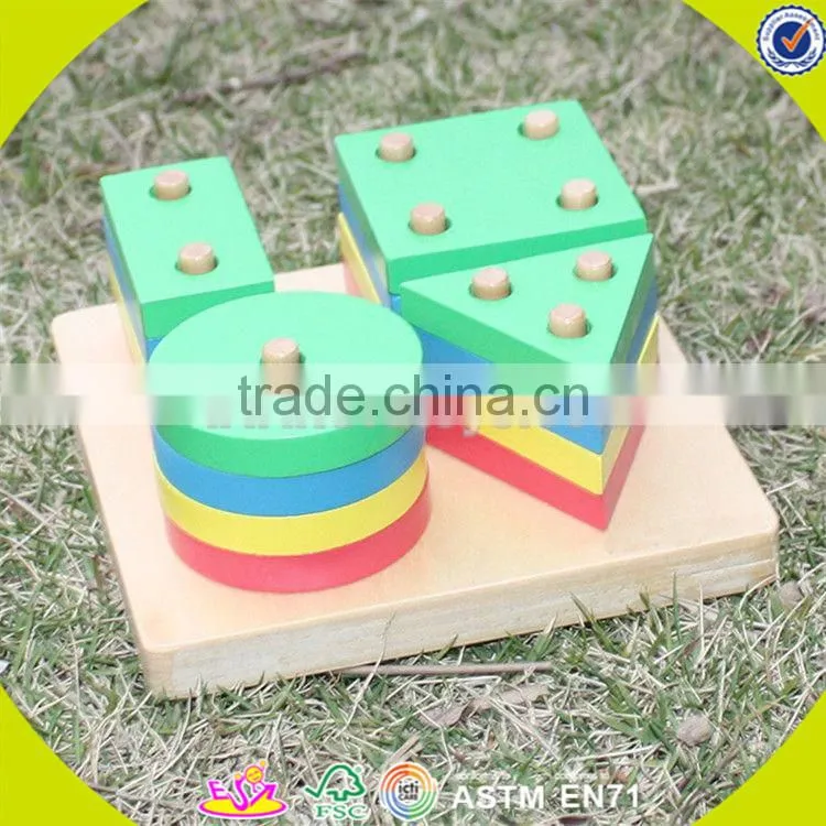Wholesale funny kids wooden shape sorter blocks stacking toy hot sale toddler wooden blocks toy toy W13D107