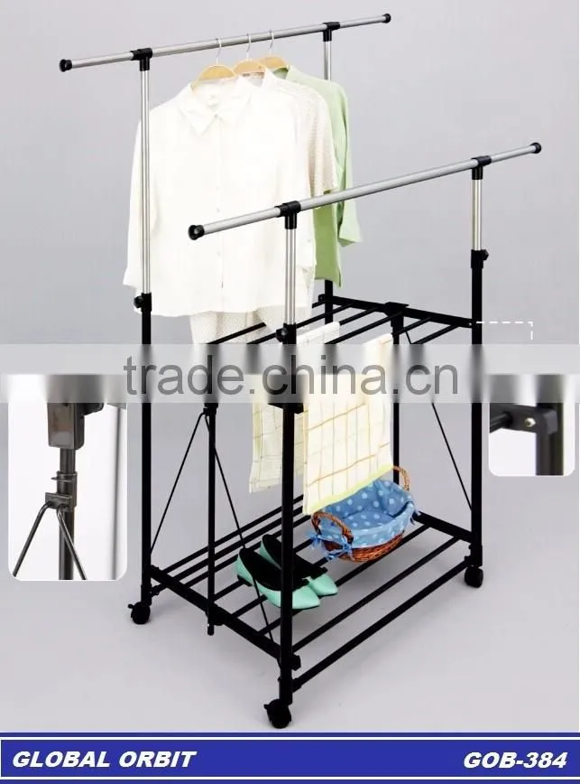 Heavy duty Mobile folding metal commercial garment rack