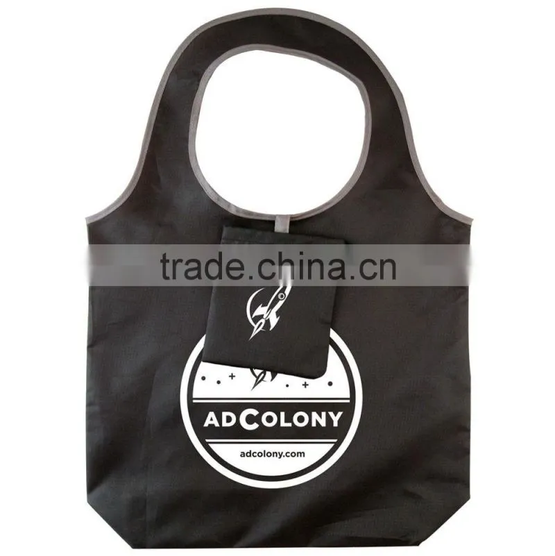 Hot sale new design reusage folding round shouder hand tote bags recycle shopping shoulder folding bags