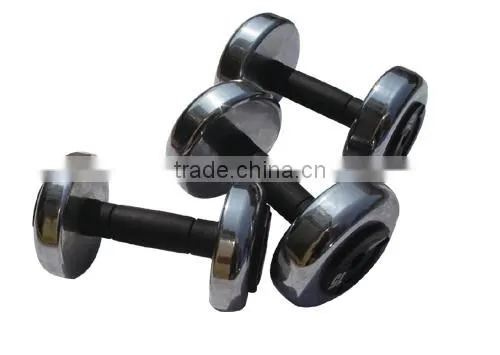 Chrome dumbbell with steel rubber coated handle